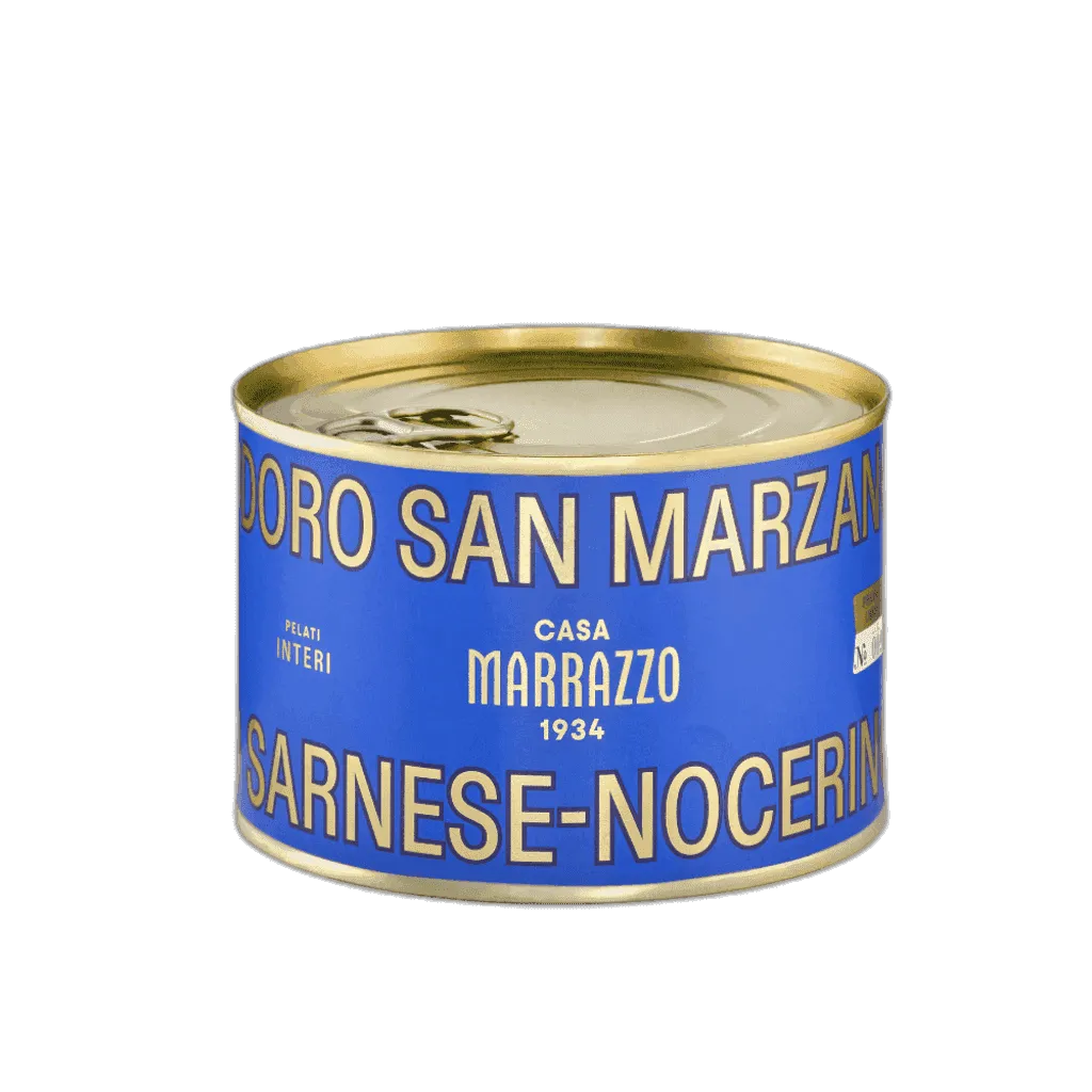 Casa Marrazzo 산마르자노 DOP 토마토홀 420g 캔과 길쭉한 토마토 단면